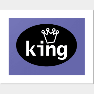 King and Crown on Black Oval Posters and Art